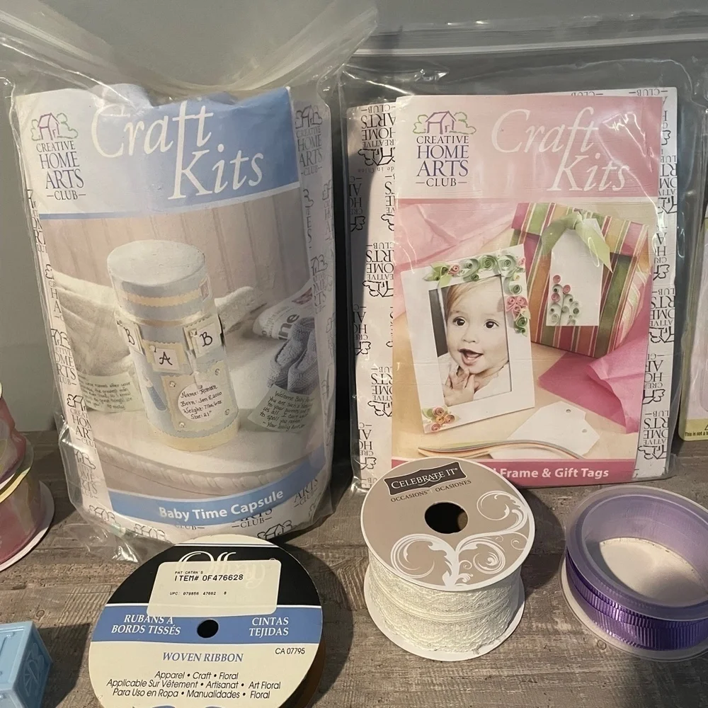 Craft Bundle Baby Shower Ribbon Craft Kits Stickers Scrapbook Gender Reveal